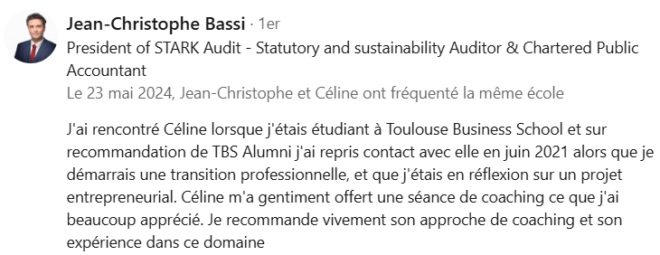 témoignages sur le profesionnalisme de mes accompagnements auprès des cadres dirigeants et CEO