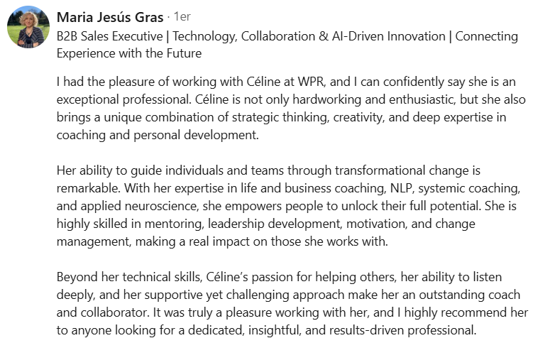 témoignages sur le profesionnalisme de mes accompagnements auprès des cadres exécutifs